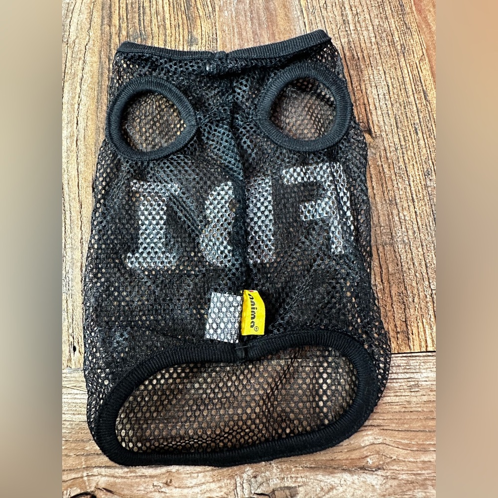 Black Mesh Dog Shirt with FBI Print - Picture 2 of 4